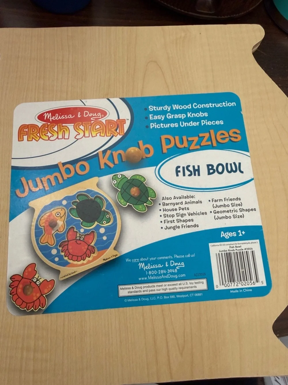 Melissa & Doug Fresh Start Jumbo Knob Wooden Puzzle Fish Bowl Ages 1+
